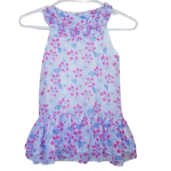 Calvin Klein Ultra Light White Pink Floral Dress Girl Size 7 - Picture 1 of 1